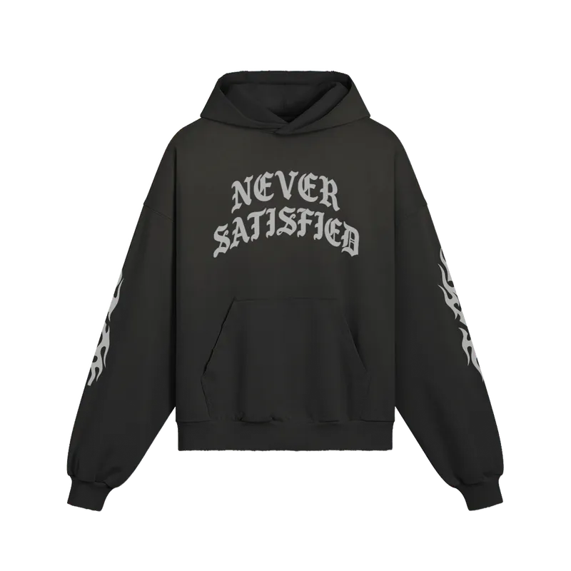 Tenacity Never Satisfied Flame Hoodie · Grey